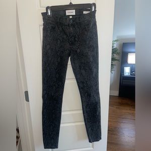 Frame Gray and Black Snake Skin Skinny Jeans NWT
